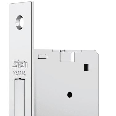 Imagem de Fechadura Auxiliar 1001 Com Espelho De Inox Polido - 10810 - Stam Fechadura 1001 Esp De Inox Polido - 10810 - Stam