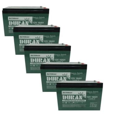 Imagem de Kit 5 Baterias Selada Gel Ciclo Profundo Duran 16ah 12v 6-dzm-12