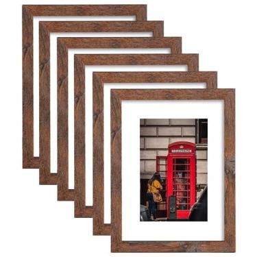 Imagem de Conjunto de 6 porta-retratos PWTAKO marrons rústicos 11x14 com tapete