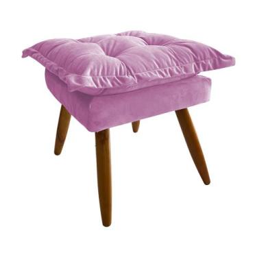 Imagem de Banqueta Puff Opala Pés Palito Banco Sala Puf Retangular Rose