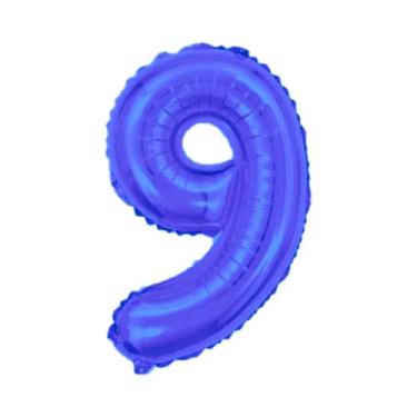 Imagem de Balão De Número Grande Azul Metalizado 40cm - PartiuFesta, 9