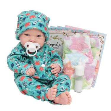 Imagem de Boneco Reborn Bebê Realista Lucca 100% Silicone Com Itens - Cegonha Re