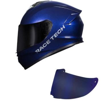 Imagem de Capacete Race Tech Hit Monocolor Azul Mais Viseira Azul, 56