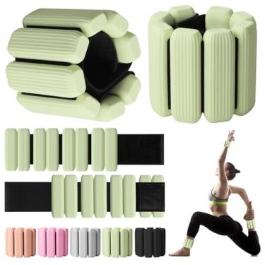 Imagem de Pesos de pulso, pacote com 2 pesos ajustáveis de tornozelo para mulheres/homens, pulseiras de silicone para caminhada, ioga, pilates e academia, treino de braço e perna, 900 g (verde)