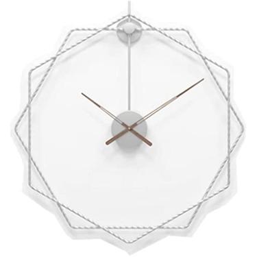 Imagem de Relógio de parede silencioso relógio de parede minimalista relógio moderno criativo americano arte personalizada sala de estar relógio de parede nórdico moderno, prata 50 cm/20 polegadas relógio de