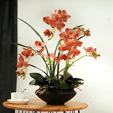 Imagem de Bonsai de flores artificiais com vaso conjunto de flores artificiais sala de estar varanda recepção decoração de flores falsas ornamentos de flores decorativos arranjos de vasos de flores decoração de