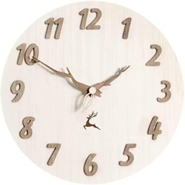 Imagem de Relógio de parede silencioso relógio de parede interno criativo relógio de parede redondo silencioso sem tique-taque moderno operado por bateria relógio de parede relógios de parede de madeira para