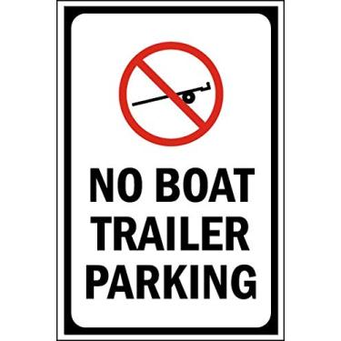 Imagem de Adesivos de vinil - Pacote - Adesivos de sinais de segurança e aviso e armazém - Placa de estacionamento sem trailer de barco - Pacote com 3 (8,9 cm x 12,7 cm)