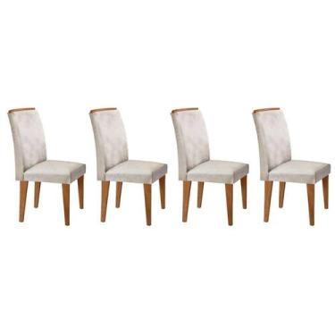 Imagem de Kit 4 Cadeiras Sala Jantar Lunara Un Imbuia - Creme - Rufato