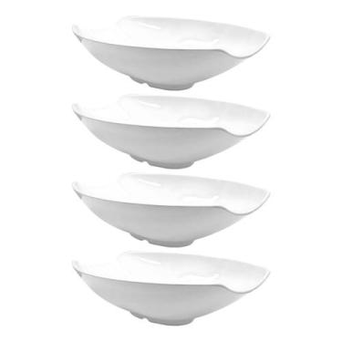 Imagem de Conjunto 4 Travessa Oval Curva De Melamina Premium Branca Saladeira Gr