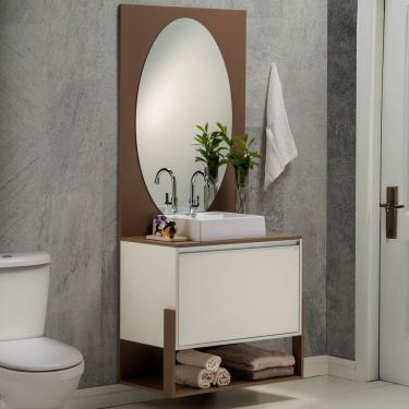 Imagem de Gabinete e Espelheira Plena Superior 80cm Elite Bronze/Branco