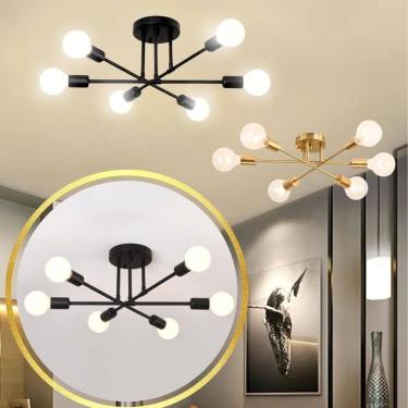 Imagem de Luminária Lustre 51,5Cm Sputnik 6 Lâmpadas E27 Teto Plafon