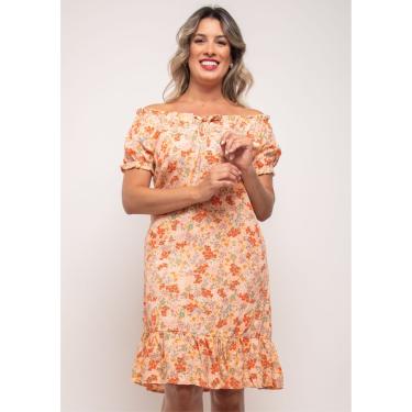Imagem de Vestido Ciganinha Pau a Pique Estampado Laranja