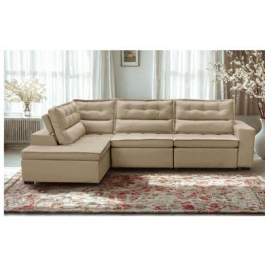 Imagem de Sofá de Canto Retrátil e Reclinável com Molas 3,00x2,00 Esq Viena Sued