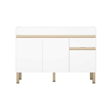 Imagem de Balcão de Pia 120 cm Sem Tampo 3 Portas Kits Paraná, Branco