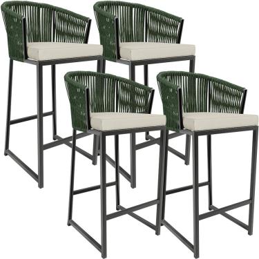 Imagem de Kit 04 Banqueta Para Área Gourmet Cozinha Varanda Corda Náutica Sunset D04 Verde - Lyam Decor