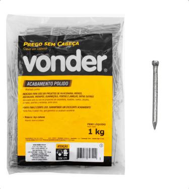 Imagem de Prego sem Cabeça 8 x 8 Polido 1 Kg Vonder