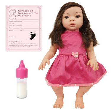 Imagem de Kit Boneca Baby Kiss Sid Nyl 1346 Brinquedo Bebê C/ Certidão