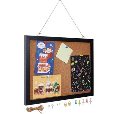 Imagem de DICOSMETIC 1 placa de exibição de pinos de cortiça, suporte de exibição de pinos esmaltados, quadros de avisos retangulares, moldura de madeira, quadro de broches, quadros de cortiça montados na