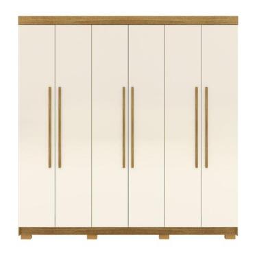 Imagem de Guarda-Roupa Alto 6 Portas 2 Gavetas Norway Nature/Champagne - Vila Ri