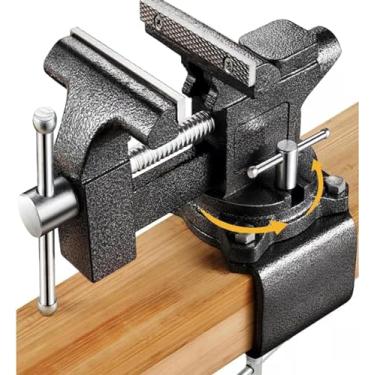 Imagem de Torno de bancada multiuso de 11,5 cm, suporte de bancada de ferro fundido resistente com base giratória de bigorna e multi-mandíbula - torno Bnech para bancada, marcenaria, oficina faça você mesmo