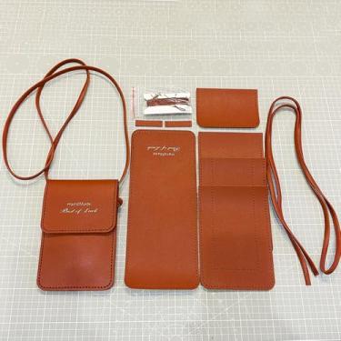 Imagem de Bolsa de telefone faça você mesmo, bolsa transversal pequena para celular para mulheres, bolsa carteira para celular com kit de costura presente personalizado, Marrom
