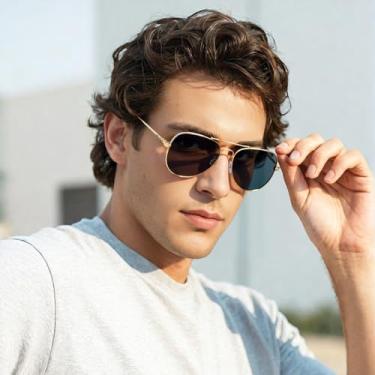 Imagem de Óculos de sol aviador clássicos, proteção polarizada, espelhada, para homens e mulheres, estilo vintage, proteção UV, armação prateada, Preto, G