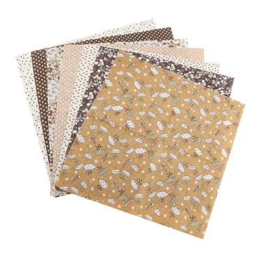 Imagem de aqxreight 7pcs 50 * 50cm de Tecido de Algodão DIY Quadrados Variados Pacote Kits pré -cama (Café)