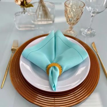 Imagem de Kit Guardanapo De Tecido Para Mesa Posta Ponto Ajour (8, Tiffany)