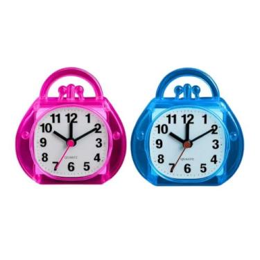 Imagem de Relógio de Mesa Despertador Analógico Quartz Alarme de Cabeceira Despertador de Mesa para Quarto e Escritório | Relógio com Alarme Ajustável e Design Moderno (Kit 2 relógios B)