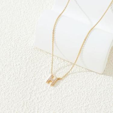Imagem de 1 conjunto de letras A-Z banhado a prata com colar de diamantes para mulheres, colar feminino, joia fina, presente para mamãe, 48.5cm, Cobre, Sem Pedra Preciosa