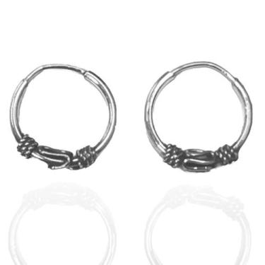 Imagem de Brinco Argola Tribal Bale Pequeno Unissex Prata Legítima 925 - Lojas L