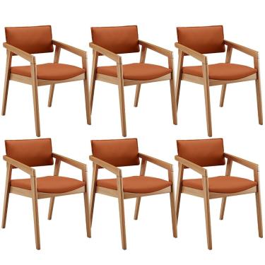 Imagem de Kit 06 Cadeiras Para Sala de Jantar Estar Living Giorgia B04 Tecido Terracota - Lyam Decor