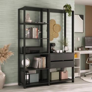 Imagem de Estante Livreiro Modular 135cm 2 Peças Com 2 Gavetas Multimóveis Mp602