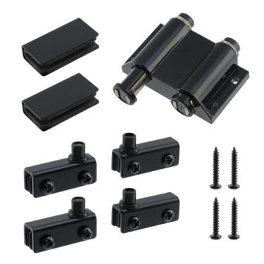 Imagem de T Tulead Conjunto de trava magnética dupla de vidro para trinco de porta de armário com trava magnética preta