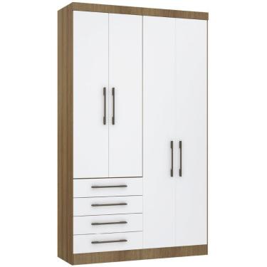 Imagem de Guarda Roupa Modulado 134,50cm 4 Portas E 4 Gavetas Paris Luciane Móveis Avelã Pf Com Branco Pf