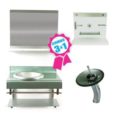 Imagem de Combo 3 em 1 - Gabinete 70cm Espanha + Torneira Ibiza + Kit Banheiro J