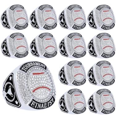 Imagem de daijbling 12 peças anel de beisebol softball, anel finalista bola esportiva troféu presente para vencedor de torneio ou campeão da liga (12 peças, tamanho 8)