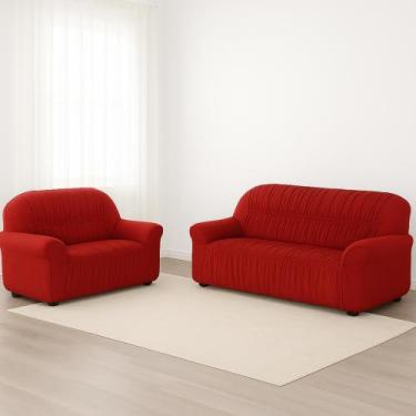 Imagem de Capa de Sofá Elasticada 2 e 3 Lugares em Malha Gel - Malucasim, Vermel