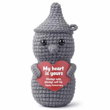 Imagem de CGFT Handmade Crocheted Tin Man Doll, for Him, Her, Wife, Husband, Sentimental 'My Heart is Yours' Keepsake, Romantic Gift for Boyfriend, Girlfriend, Valentines Day, Christmas