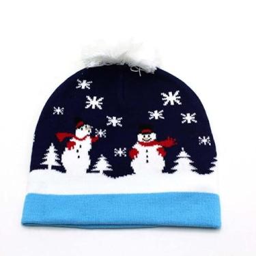 Imagem de Chapéu de Natal Presente de Ano Novo Bola de Lã Chapéu de Malha Adulto Cobertura Quente Rena Boneco de Neve Veado Meias Jacquard