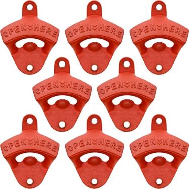 Imagem de HAIICEN Abridor de tampa de garrafa vermelho em madeira montado em ferro fundido para o Natal (pacote com 8)