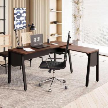 Imagem de Mesa Escritório em L 1,50m c/ Tampo Chanfrado e Pé Metal F5 - F5 Offic