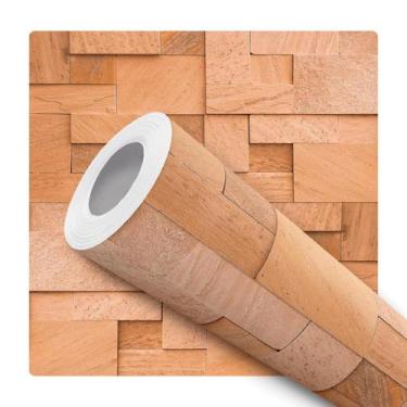 Imagem de Papel De Parede Adesivo Lavável Pedra Rustica Mosaico 3d Marrom Claro 