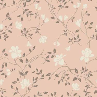 Imagem de Papel De Parede Adesivo Lavável Cozinha Floral Tons Rose Salmão Nude -