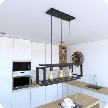 Imagem de Pendente Luminária Industrial Preto Infinity Triplo - MetalCromo
