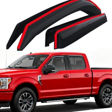 Imagem de 2015-2020 - 2020 viseiras de janela de proteção de chuva para caminhão Ford F-150 Supertripulação/cabine de tripulação, defletores de ventilação da janela traseira dianteira interna, para-sol, viseira