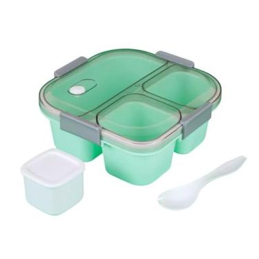 Imagem de Kit Marmita com 3 Compartimentos e Talher, Recipiente para Alimentos,Suporte de Refeição, 1200ml,Marmitas, Lancheiras, Cores Sortidas