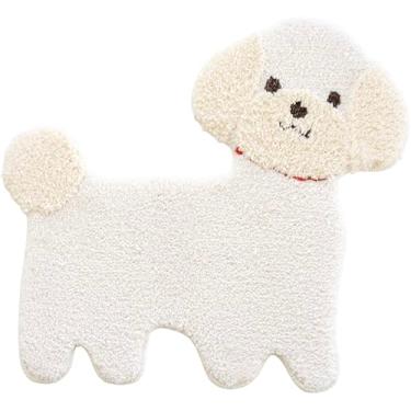Imagem de ORANGE APRON Tapete fofo para área de animais, 40 x 53 cm, lavável na máquina [Poodle branco]