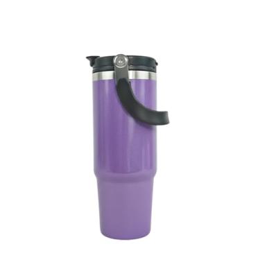 Imagem de Copo Térmico com Canudo Tampa e Alça 900ml, Cops Garrafas Termico para viagem vácuo dupla camada aço inoxidável, Caneca Termica Cafe Água Chá,Presente, Fitness Barganha Mix (p2000roxo)